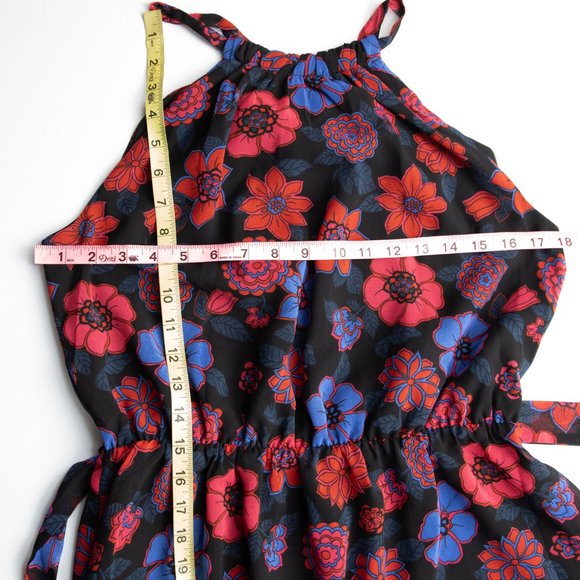 ModCloth Illuminated Elegance Dress Sleeveless Floral Maxi Black Red Large New - Picture 6 of 7